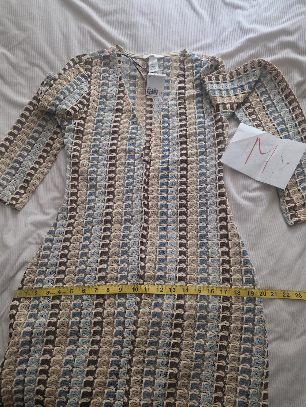 H&M Crochet-Look Maxi Dress Light beige/patterned Bnwt Unlined See-through - Picture 12 of 16
